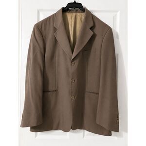 Vintage Pierre Cardin Men’s Blazer Tan Brown 2 Button Suit Jacket Sport Coat 42R